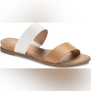 Sun + Stone Women’s Eastern Slide Sandals | White/Tan | Sz. 7.5
